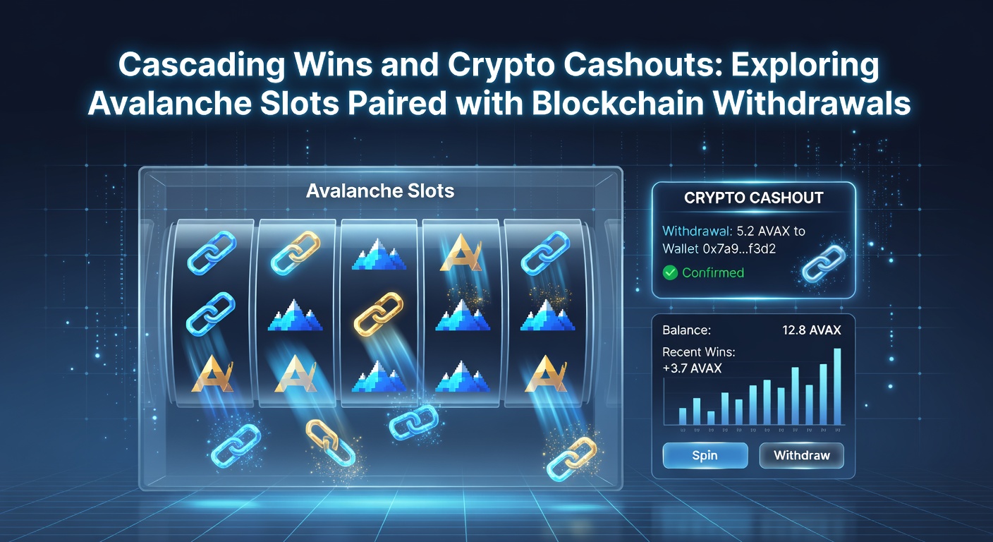 Visuelle Grafik einer Blockchain-Transaktion mit AVAX-Token und einem Slot-Gewinn, der in Echtzeit abgehoben wird