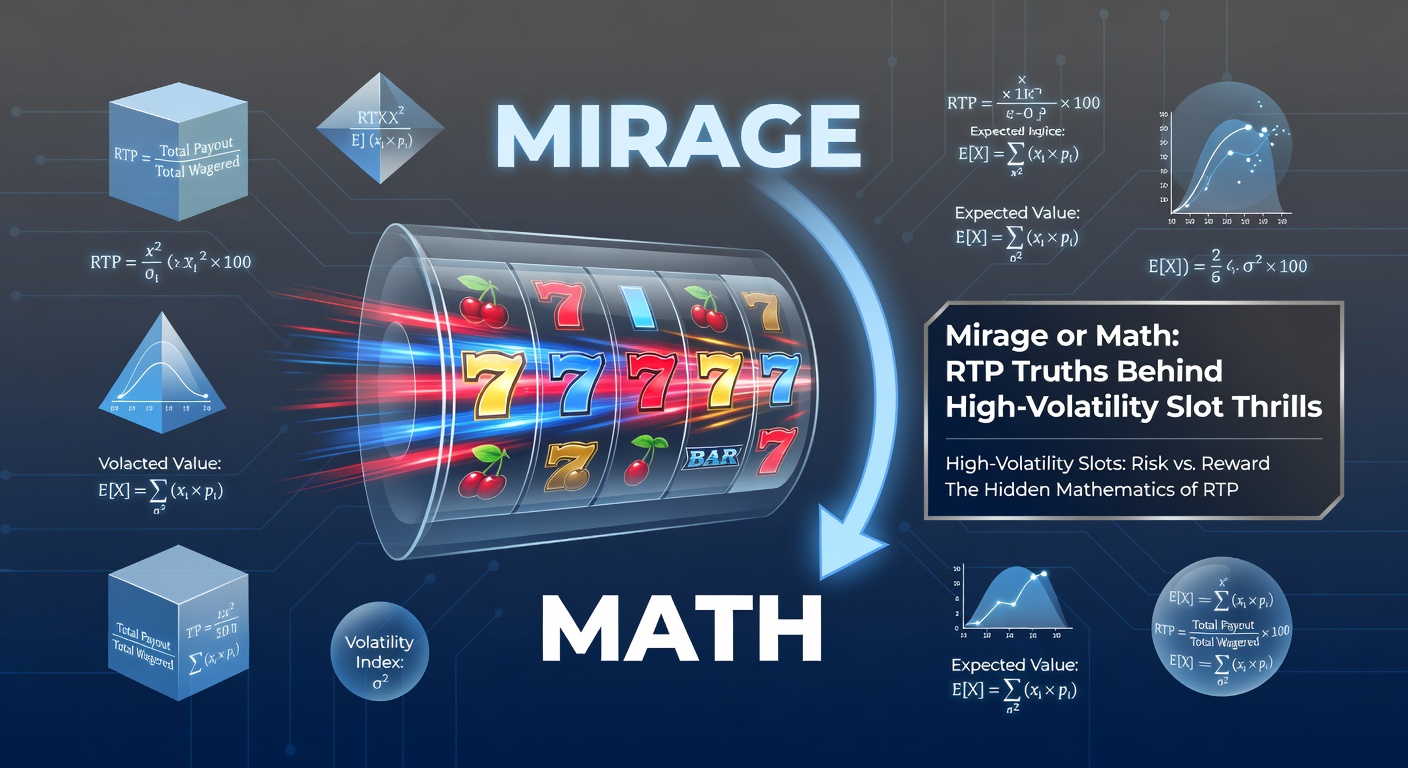 Grafik mit RTP-Kurven und Volatilitätsdiagrammen, die die mathematischen Schwankungen hochvolatiler Slots illustrieren