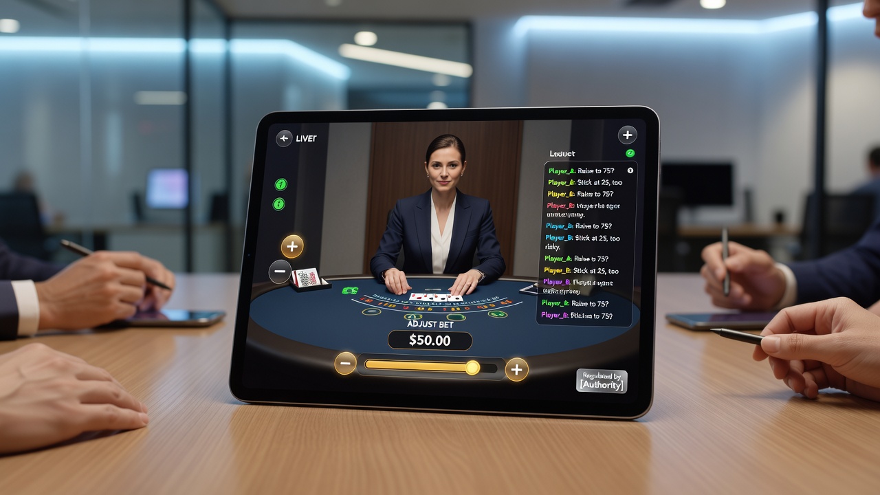 Mobile Live-Dealer-Schnittstelle mit Spielerinteraktionen und Echtzeit-Wettanpassungen
