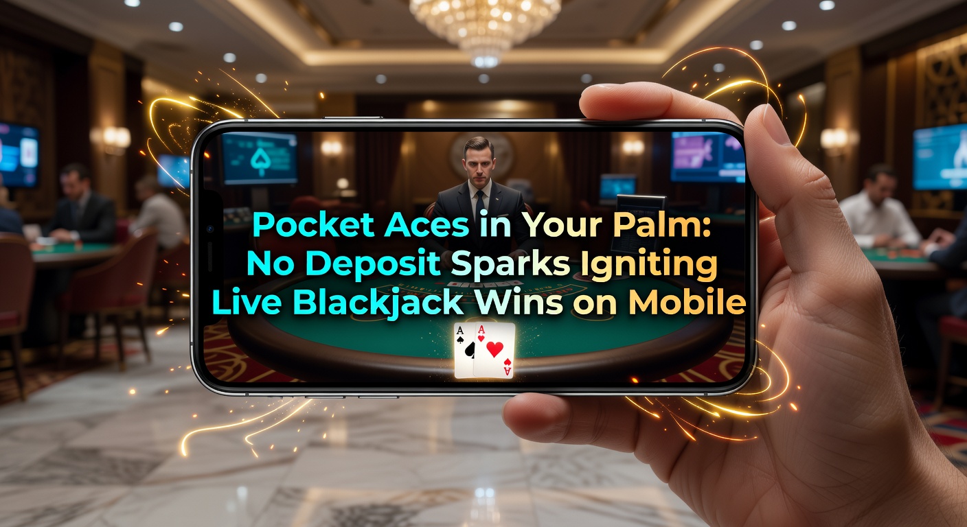 Smartphone mit Live-Blackjack-Tisch und No-Deposit-Bonus-Angebot im Vordergrund, das mobile Gewinne symbolisiert