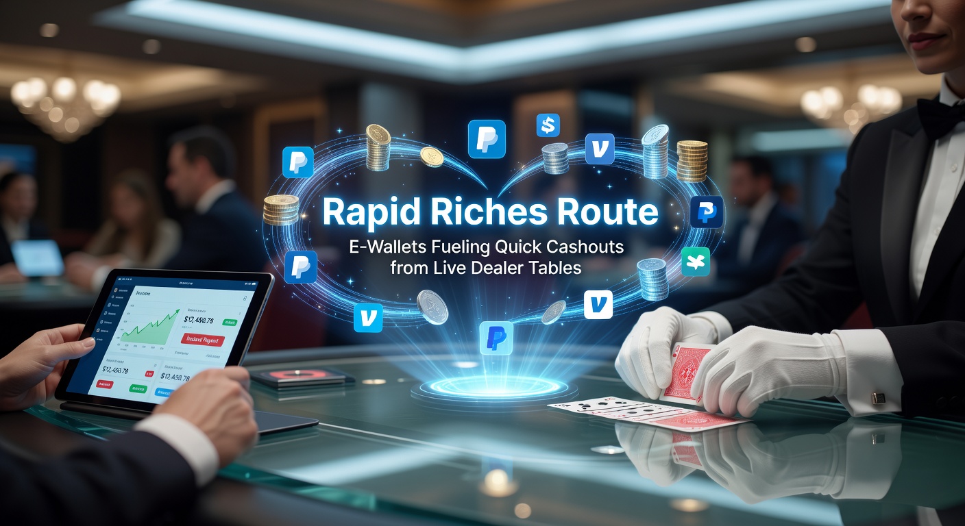 Live-Dealer-Tisch mit E-Wallet-Symbolen auf einem Smartphone-Bildschirm, das schnelle Transaktionen symbolisiert