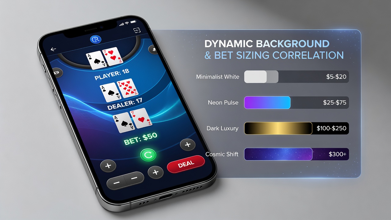 Darstellung von Einsatzmustern in Verbindung mit Hintergrundvariationen in regulierten Blackjack-Apps